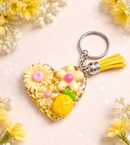 Spring Sunshine heart keyring