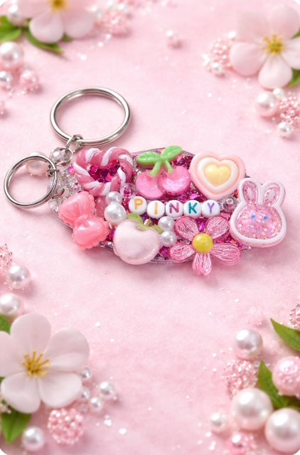 Pinky Pearl junk charm key ring